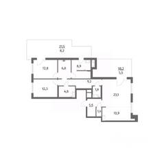 ЖК «Парусная 1», планировка 3-комнатной квартиры, 111.10 м²