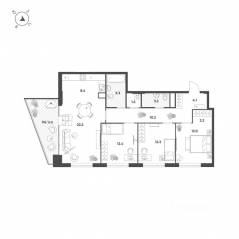 МФК «Voxhall», планировка 4-комнатной квартиры, 97.10 м²