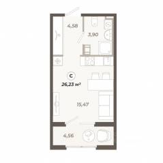 ЖК «Знатный», планировка студии, 26.23 м²