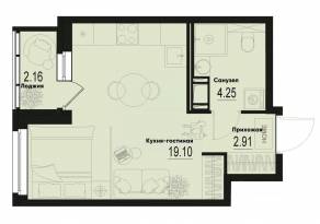 ЖК «ID Murino III», планировка студии, 27.34 м²