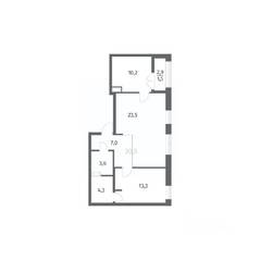 ЖК «NEWПИТЕР», планировка 2-комнатной квартиры, 63.46 м²