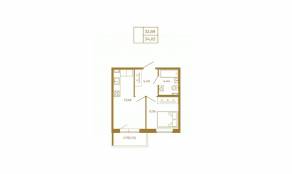 МЖК «Новая история», планировка 1-комнатной квартиры, 34.02 м²