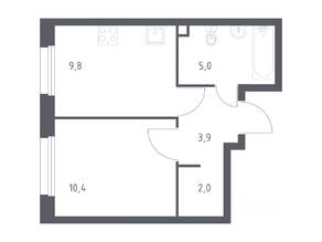 ЖК «ЭкоБунино», планировка 1-комнатной квартиры, 31.30 м²