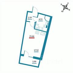 ЖК «Левитан», планировка студии, 25.66 м²