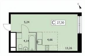 ЖК «Self», планировка студии, 27.10 м²