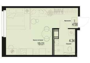 ЖК «ID Murino III», планировка студии, 27.93 м²