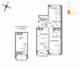 ЖК «Art (Наро-Фоминск)», планировка 2-комнатной квартиры, 102.12 м²