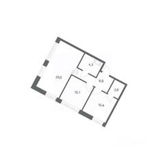 ЖК «NEWПИТЕР», планировка 2-комнатной квартиры, 54.92 м²
