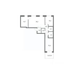 ЖК «NEWПИТЕР», планировка 3-комнатной квартиры, 82.36 м²