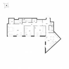 МФК «Voxhall», планировка 3-комнатной квартиры, 120.60 м²