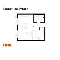 ЖК «Восточное Бутово», планировка 1-комнатной квартиры, 36.20 м²