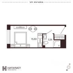 МФК «Нигилист (Concept)», планировка 1-комнатной квартиры, 19.09 м²