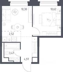 Апарт-комплекс «Верейская 41», планировка 1-комнатной квартиры, 31.90 м²