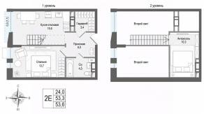 ЖК «Киноквартал», планировка 2-комнатной квартиры, 49.90 м²
