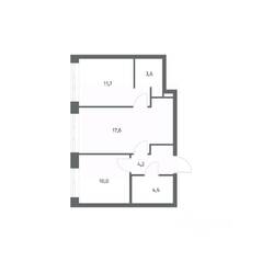 ЖК «NEWПИТЕР», планировка 2-комнатной квартиры, 51.72 м²