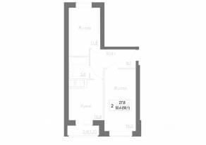 МЖК «Новое Замитино», планировка 2-комнатной квартиры, 60.40 м²