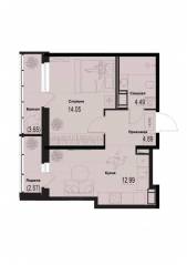 ЖК «ID Murino III», планировка 1-комнатной квартиры, 38.79 м²