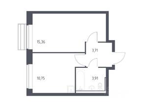 ЖК «Рублевский Квартал», планировка 1-комнатной квартиры, 33.10 м²