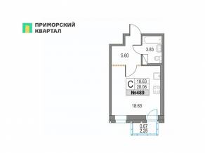 ЖК «Приморский квартал», планировка студии, 28.06 м²