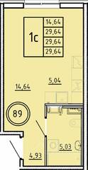 МЖК «Образцовый квартал 16», планировка 1-комнатной квартиры, 29.64 м²