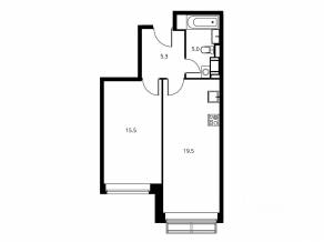 ЖК «Солнечный парк», планировка 2-комнатной квартиры, 46.60 м²