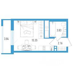 ЖК «Старлайт», планировка студии, 22.49 м²