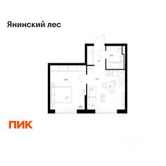 ЖК «Янинский лес», планировка 1-комнатной квартиры, 36.30 м²
