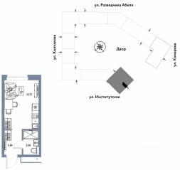 ЖК «Страна.Парковая», планировка студии, 20.53 м²
