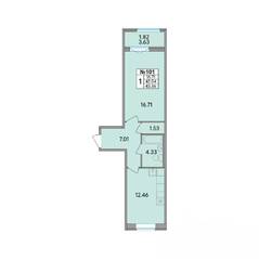 ЖК «Рождественский квартал», планировка 1-комнатной квартиры, 43.86 м²