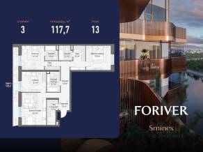 ЖК «Квартал Foriver», планировка 3-комнатной квартиры, 117.70 м²