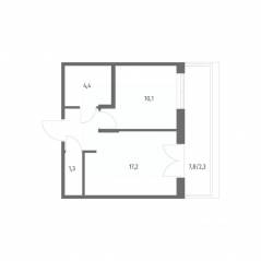 ЖК «NEWПИТЕР», планировка 1-комнатной квартиры, 35.00 м²