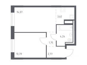ЖК «Квартал Лаголово», планировка 1-комнатной квартиры, 37.24 м²
