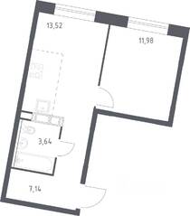 ЖК «ЭкоБунино», планировка 1-комнатной квартиры, 36.28 м²