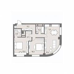 ЖК «Родина Парк», планировка 3-комнатной квартиры, 83.90 м²