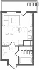 ЖК «Ювента», планировка студии, 26.00 м²
