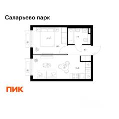 ЖК «Саларьево парк», планировка 1-комнатной квартиры, 32.60 м²