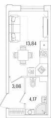 ЖК «Гранат», планировка студии, 21.09 м²