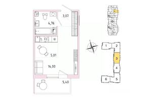 ЖК «IQ Гатчина», планировка студии, 28.46 м²