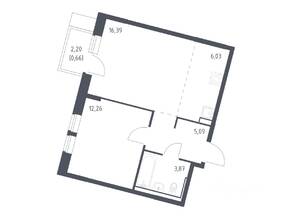 ЖК «Молжаниново», планировка 1-комнатной квартиры, 44.30 м²