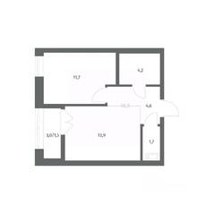 ЖК «NEWПИТЕР», планировка 1-комнатной квартиры, 37.62 м²