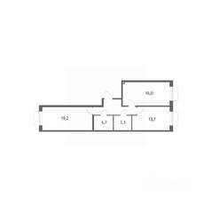 ЖК «Парусная 1», планировка 2-комнатной квартиры, 66.70 м²