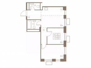 ЖК «Фабрикант», планировка 3-комнатной квартиры, 55.80 м²