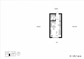 ЖК «Мытищи-Сити», планировка студии, 29.10 м²