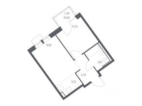 ЖК «Молжаниново», планировка 1-комнатной квартиры, 36.51 м²