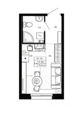 МЖК «Аннино Сити», планировка студии, 19.84 м²