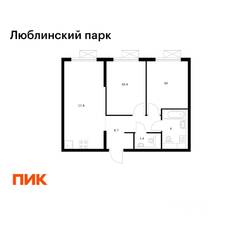 ЖК «Люблинский парк», планировка 2-комнатной квартиры, 50.10 м²