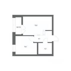 ЖК «NEWПИТЕР», планировка 1-комнатной квартиры, 33.49 м²