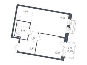 ЖК «Рублевский Квартал», планировка 1-комнатной квартиры, 39.40 м²