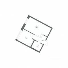 ЖК «NEWПИТЕР», планировка 1-комнатной квартиры, 36.73 м²