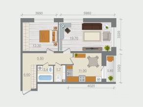 ЖК «Эко-квартал Гармония», планировка 2-комнатной квартиры, 62.90 м²